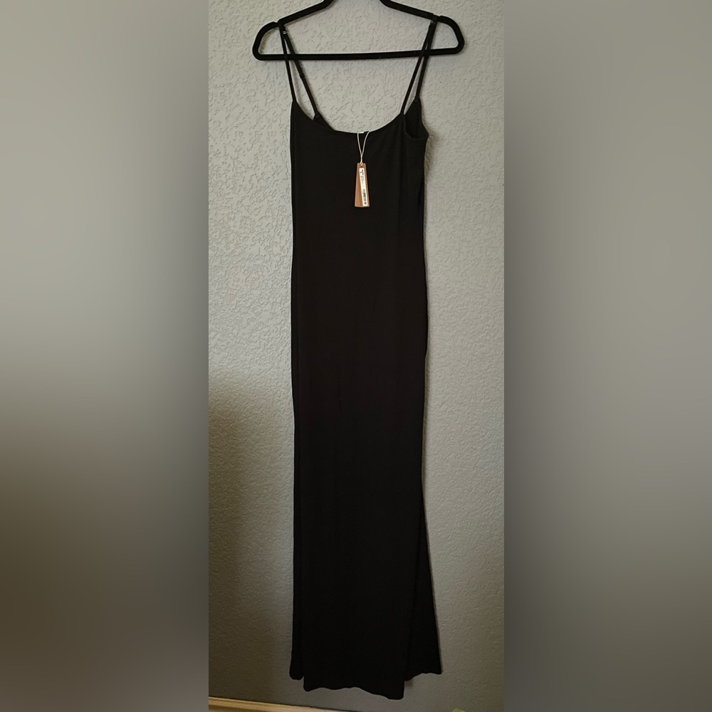 NWT Skims Soft Lounge Long Slip Dress Onyx Black Color Size L - Picture 8 of 8
